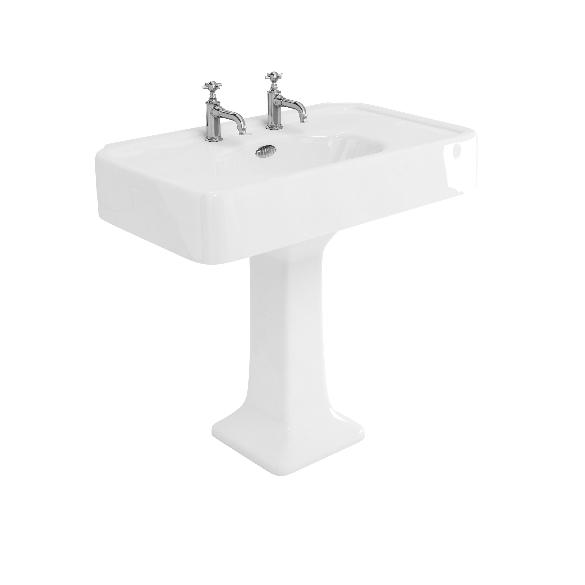 Arcade 900mm basin with chrome overflow & pedestal